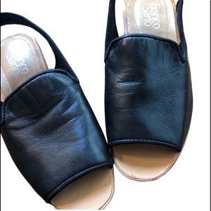 Franco Sarto Black Leather Slides Size 7M